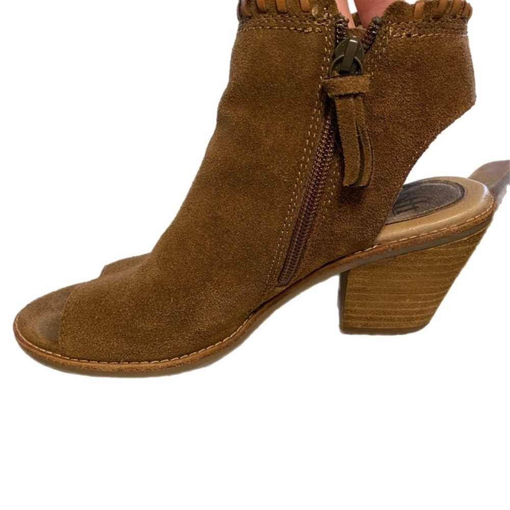 Sofft Brown‎ Festival Suede Peep-Toe Heeled Boots - Picture 9 of 10